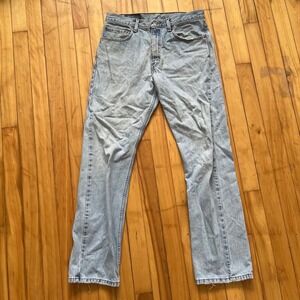 Vtg Levis 505 Regular Fit Straight Leg Light Wash Blue Denim Jeans Mens W33 L31